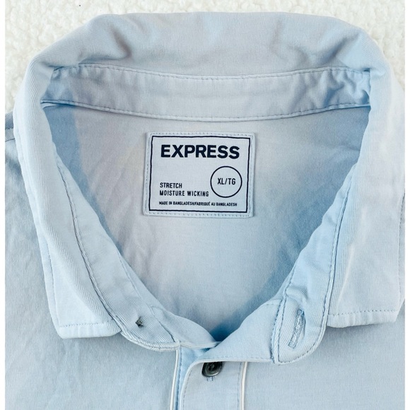 EXPRESS • Blue/White Short Sleeve Stretch Polo Tee - Picture 9 of 15